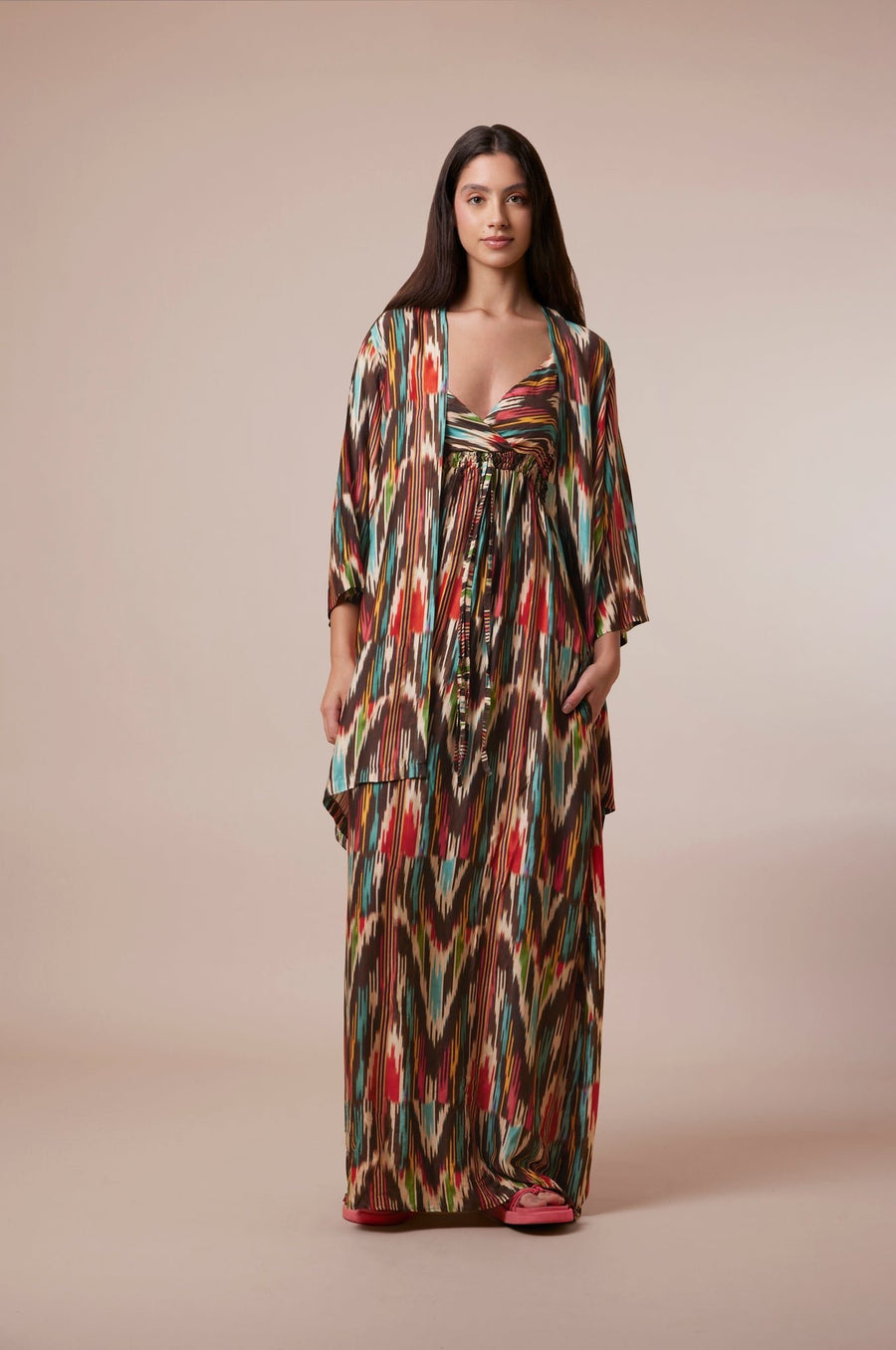 Pink & Brown multi print Dress - nahlaelalfydesigns