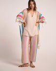 Pink & White stripes Kimono - nahlaelalfydesigns