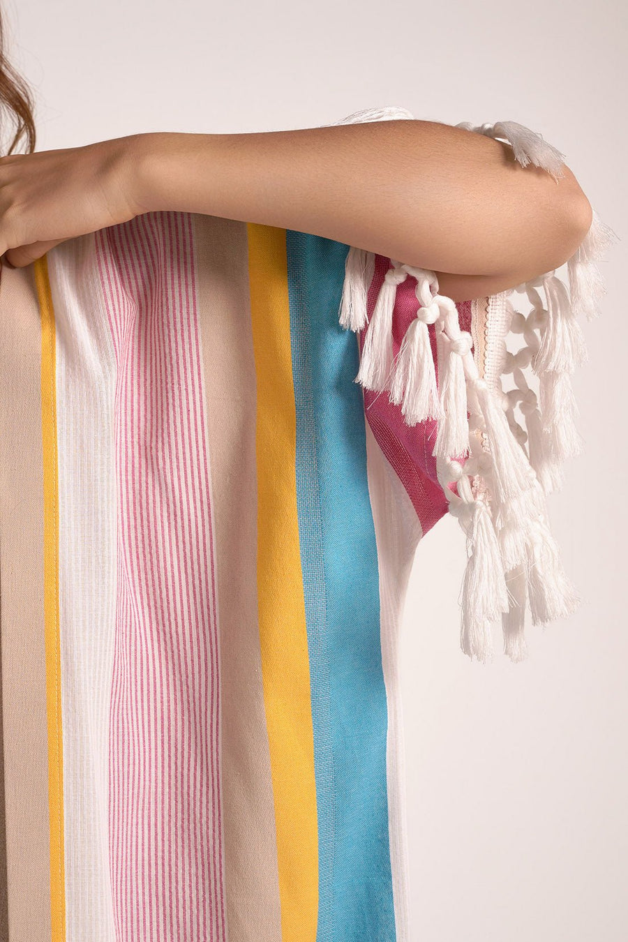 Pink & White stripes Kimono - nahlaelalfydesigns
