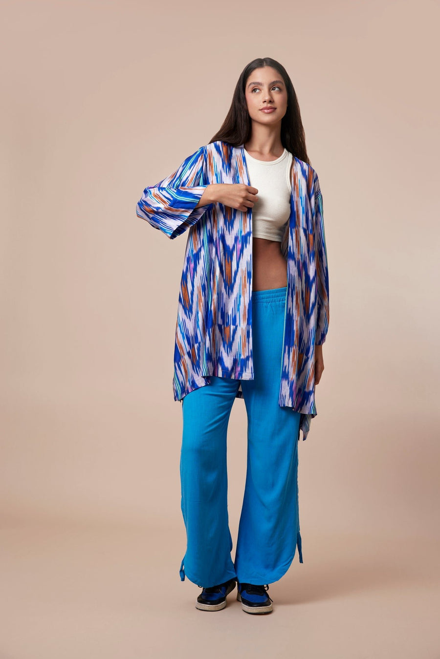 Royal Blue Multi print Kimono - nahlaelalfydesigns