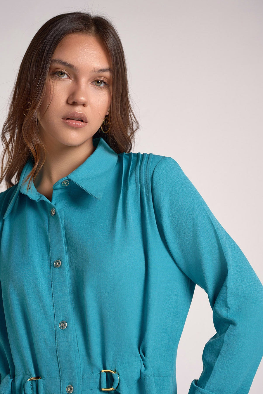 Turquoise shirt dress belt within - nahlaelalfydesigns