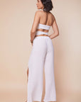 White cotton 2 slits pants - nahlaelalfydesigns