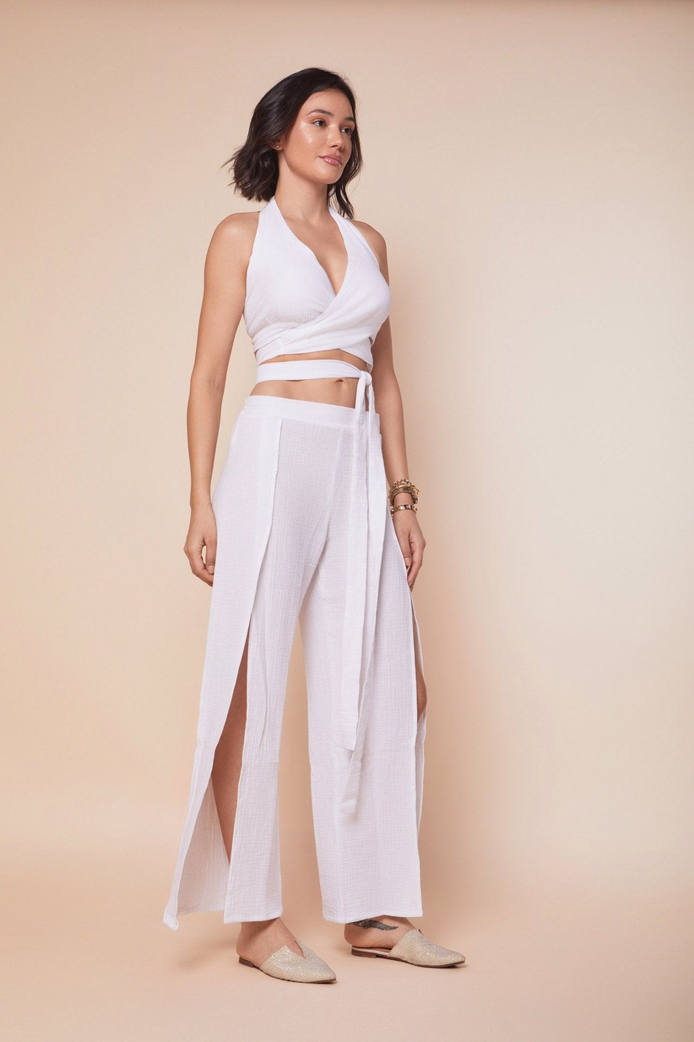 White cotton wrap top - nahlaelalfydesigns