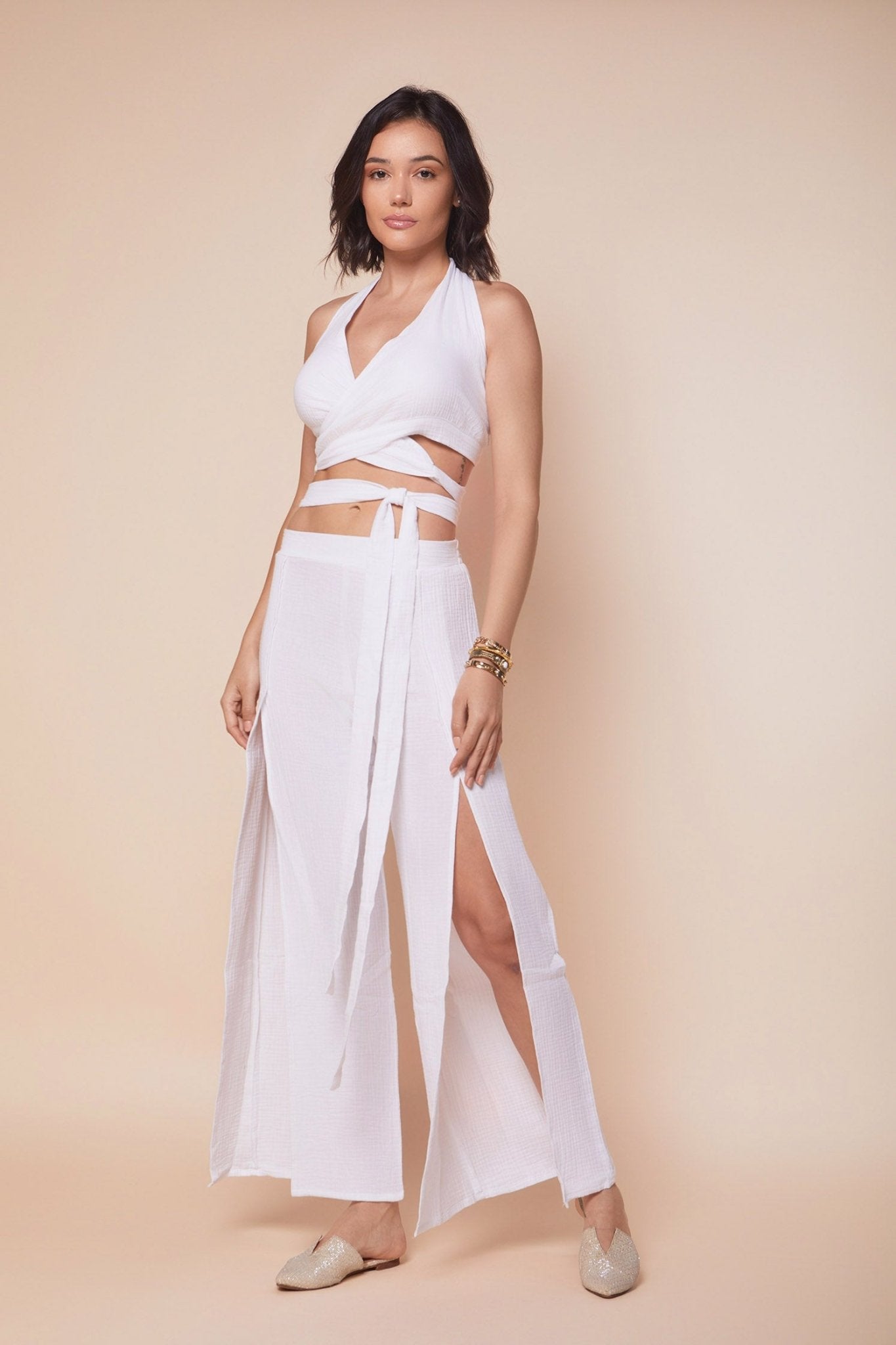 White cotton wrap top - nahlaelalfydesigns