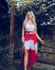 White,Red and hot pink 2 piece chiffon Cover-up - nahlaelalfydesigns